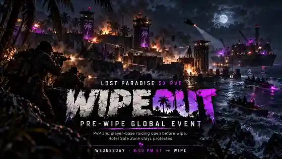 LOST PARADISE WIPEOUT pre-wipe global event poster
